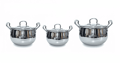 Onions India Gold Triply Stainless Steel Casserole with Lid, Belly Shape Handi,