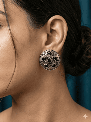 Ethereal Mandala Oxidized Silver Oversized Studs Ethereal Mandala Oxidized Silver Oversized Studs