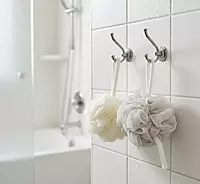 Set of 2 Mesh Bath Poufs / Loofahs with Hanging Rope