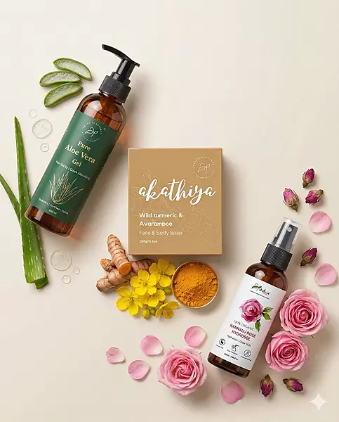 Akathiya Her Self Care Ritual – Aloe Vera Gel, Coconut Milk Soap & Rose Hydrosol