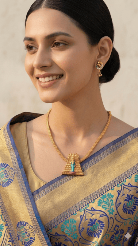 Gopuram Pendant Necklace Set