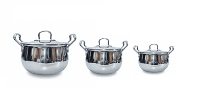 Granny Kitchen India Gold Triply Stainless Steel Casserole with Lid, Belly Shape Handi,