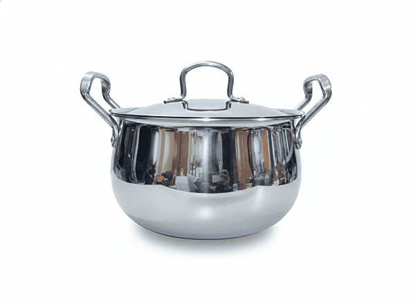 Onions India Gold Triply Stainless Steel Casserole with Lid, Belly Shape Handi,