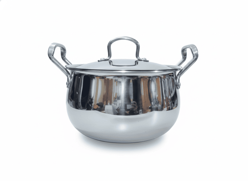 Onions India Gold Triply Stainless Steel Casserole with Lid, Belly Shape Handi,