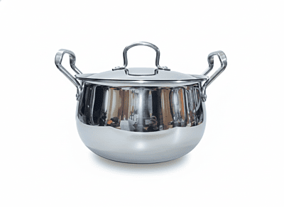 Granny Kitchen India Gold Triply Stainless Steel Casserole with Lid, Belly Shape Handi,