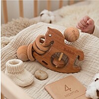 Wooden Rattles Collection for Babies 0–12 Months | Natural Wooden Baby Rattle Set | Sensory & Teething Toys | Fine Motor Skill Development | Montessori Learning Toys