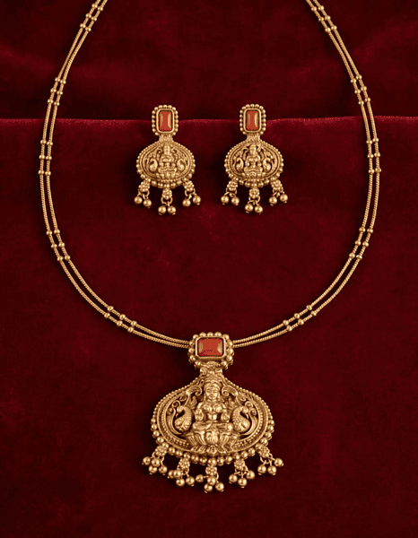 Lakshmi Temple Pendant short chain Set