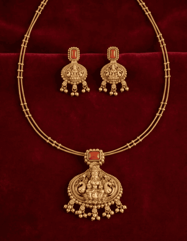 Lakshmi Temple Pendant short chain Set