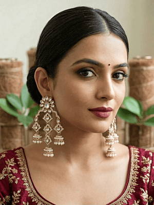 Grand Floral Tiered Jhumka Earrings