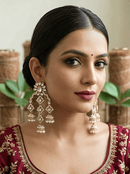 Grand Floral Tiered Jhumka Earrings