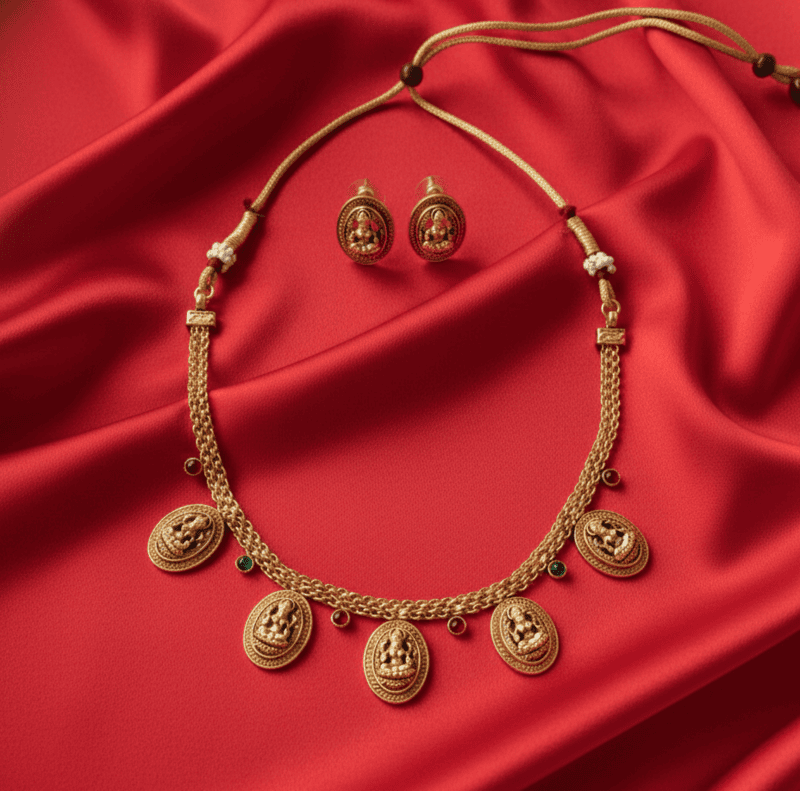 Traditional Lakshmi Coin Necklace Set