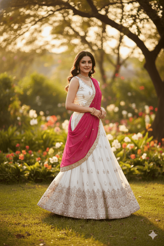 Royal Mirror Work Embroidered Lehenga Choli Set D.3/6