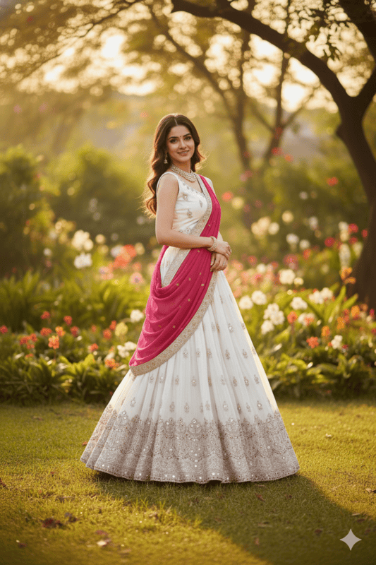 Royal Mirror Work Embroidered Lehenga Choli Set D.3/6