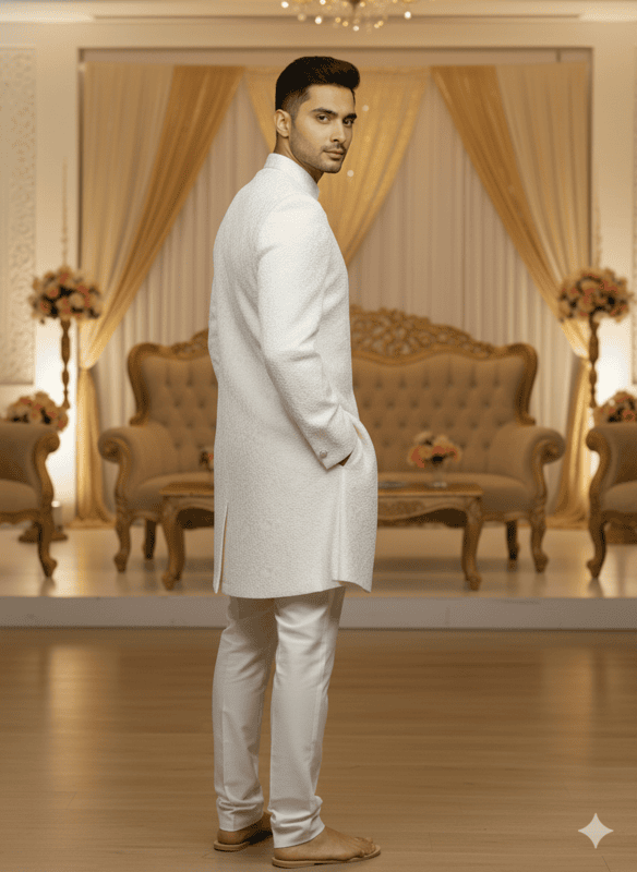 Elegant Off-White Designer Sherwani D.E-293 One-World