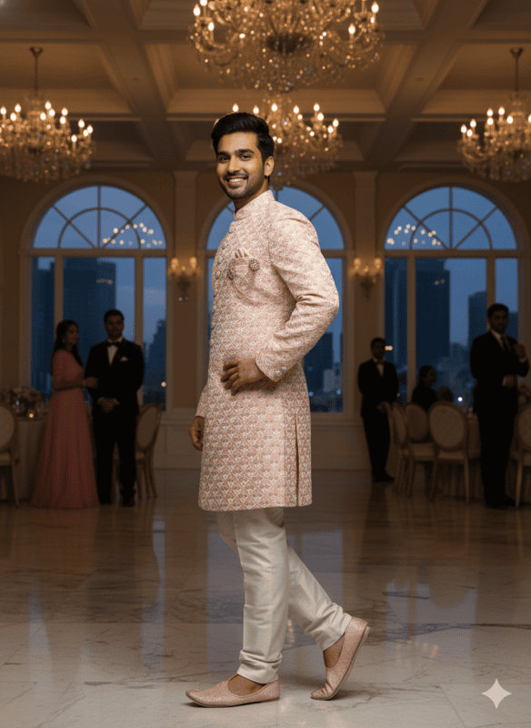 Elegant Peach Designer Sherwani D-9619 Le-Cartin