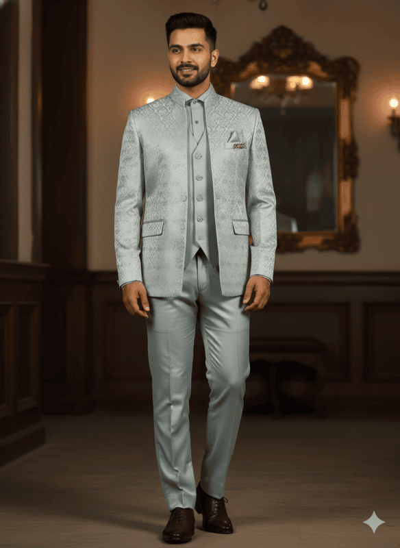 Elegant Light Sky Blue 3 pic suit D.3L007 B.1868