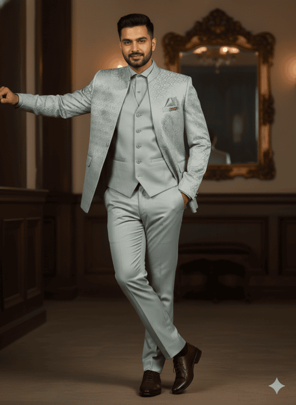 Elegant Light Sky Blue 3 pic suit D.3L007 B.1868