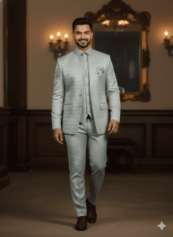 Elegant Light Sky Blue 3 pic suit D.3L007 B.1868