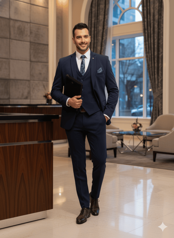 Men’s 5-Piece Navy Blue Suit Set D.5L007 B.1932