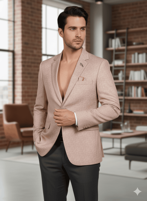 Men’s Light Pink Premium Textured Blazer D.BL045 B.1848