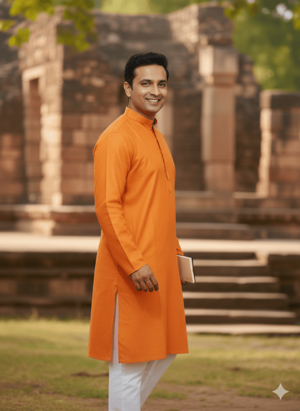Men’s Traditional Kurta – Orange D.5/8