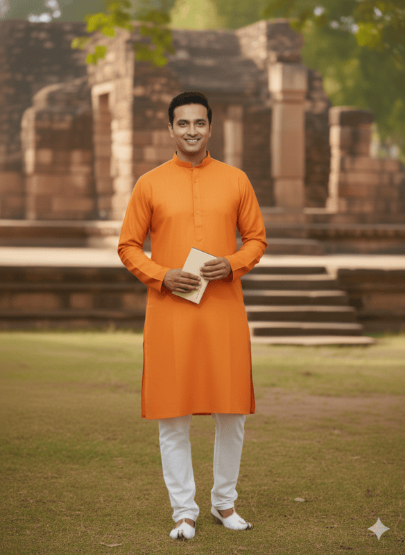 Men’s Traditional Kurta – Orange D.5/8