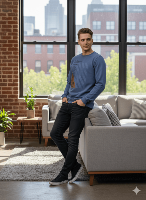 Blue Full Sleeve Printed T-Shirt D.19/12