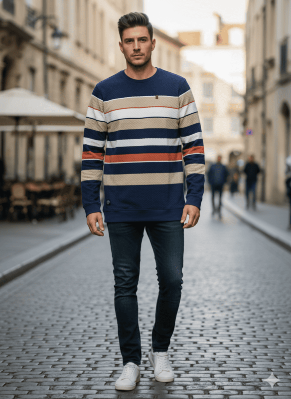 Color Block Round Neck T-Shirts โ Textured Casual Wear D.15/16