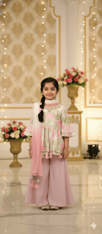 Blossom Pink Floral Sharara Set D.24.N1110PS B.8927