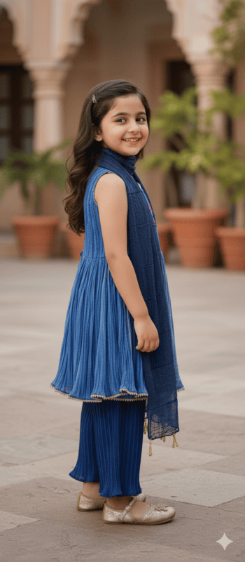 Girls' Traditional Ethnic Wear Set (likely a Lehenga Choli or Kurti with Sharara) D.18.715B B.8901