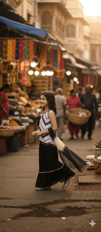 Trendy Zigzag Top with Black Sharara Palazzo Set D.11.843P B.8870