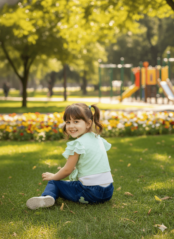 Baby Girl Mint Shrug & Denim Pant Stylish Set D.7463