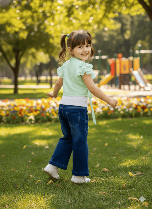 Baby Girl Mint Shrug & Denim Pant Stylish Set D.7463