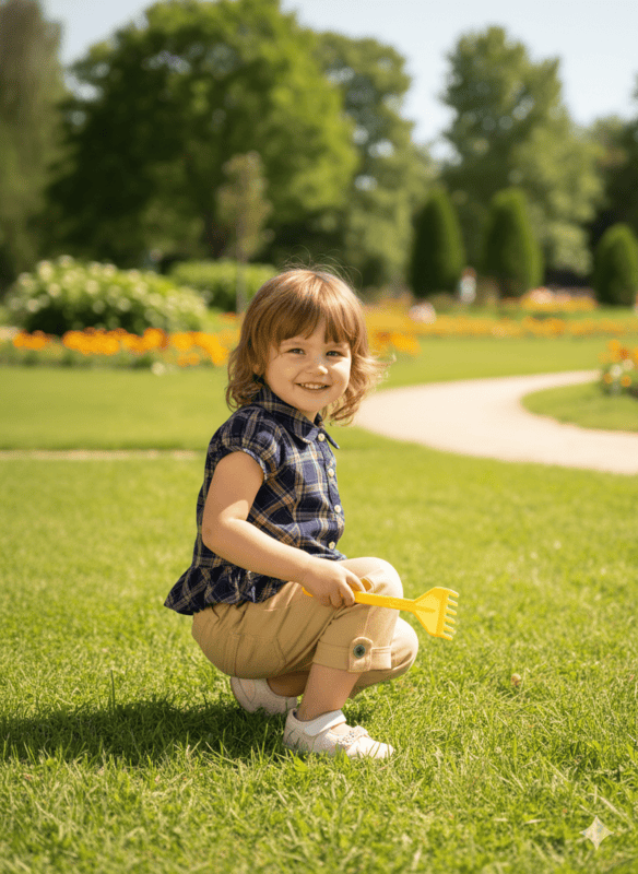 Kids Checked Shirt & Cream Pant Set