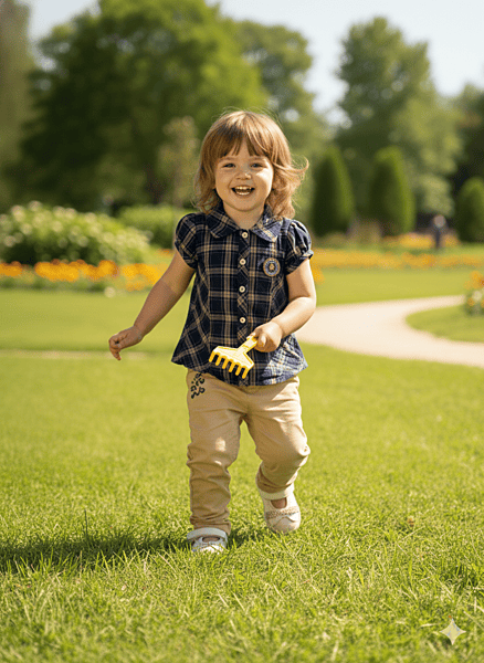Kids Checked Shirt & Cream Pant Set
