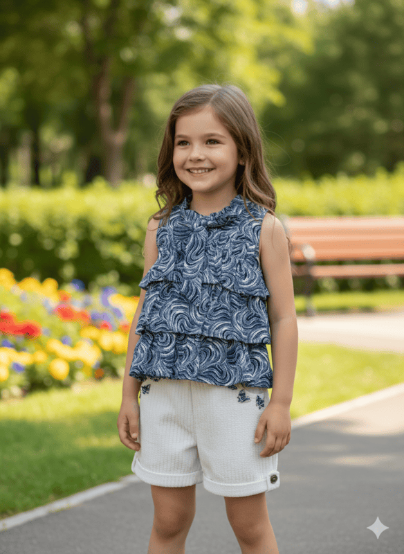 Polka Dot Top with Layered Black Skirt D.12.2229 B.1833