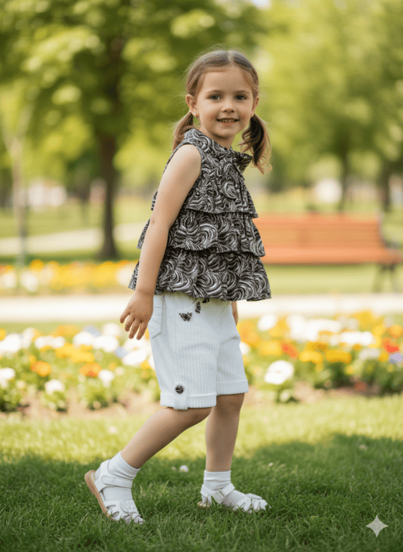 Polka Dot Top with Layered Black Skirt D.12.2229 B.1833