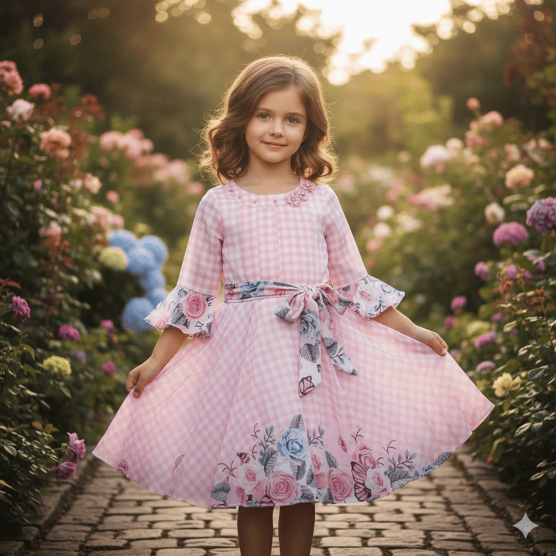 Floral Fantasy Girls Frock D.13.3184 B.1840