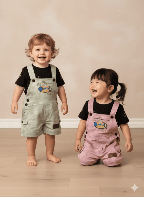 Kids' Tie-Dye Overall Shorts D.37.1639 B.1431