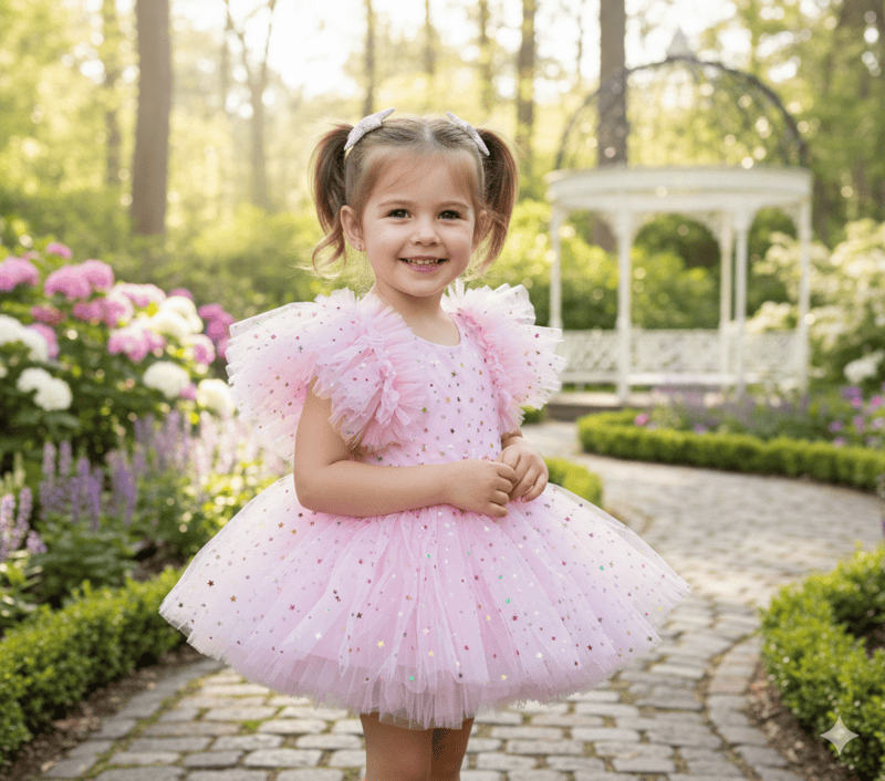 Baby Girlsā Star Glitter Party Dress D.14/6
