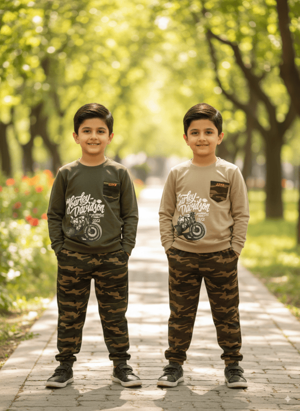 Kids Harley Davidson Printed Sweatshirt & Camouflage Jogger D.2.2014 B.2062