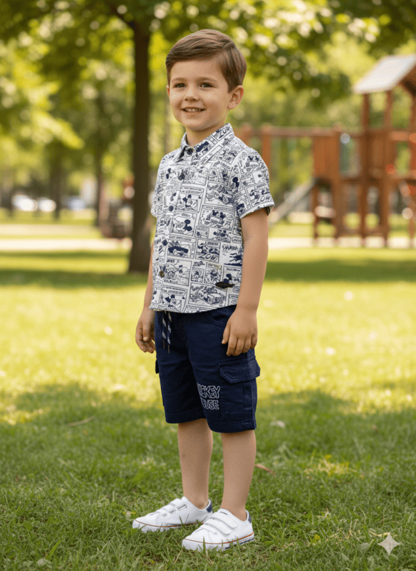 Mickey Mouse Printed Shirt & Shorts Set for Kids D.43.2117 B.1468