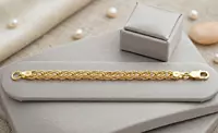 18 kt Gold Braided Wheat Link Gent's Bracelet