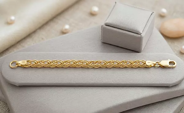 18 kt Gold Braided Wheat Link Gent's Bracelet