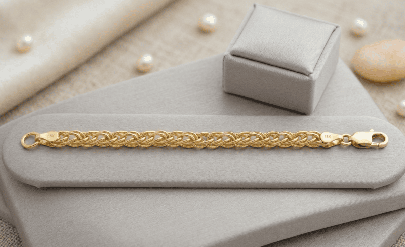 18 kt Gold Braided Wheat Link Gent's Bracelet