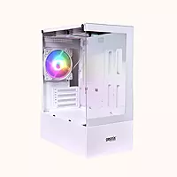 Geonix ATX Gaming Cabinet, Tempered Glass, 7 Expansion PCI Sockets, White-X30