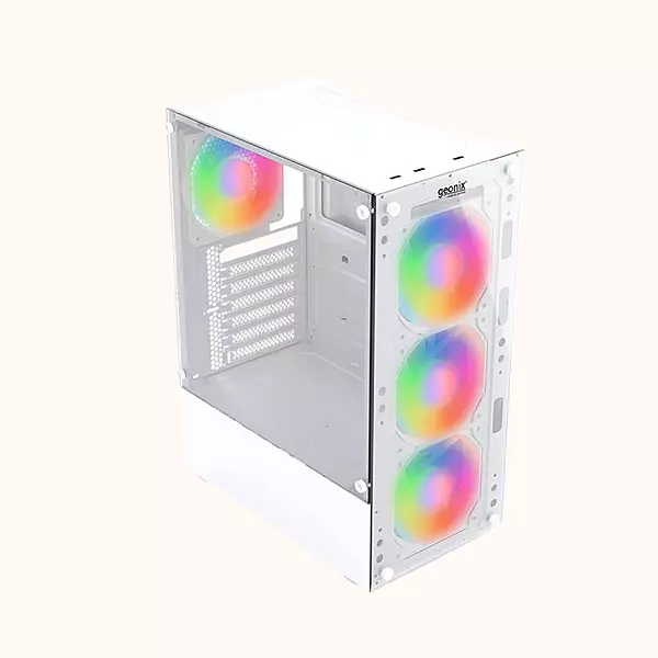 Geonix Tempered_Glass ATX Gaming Cabinet, White, X20W