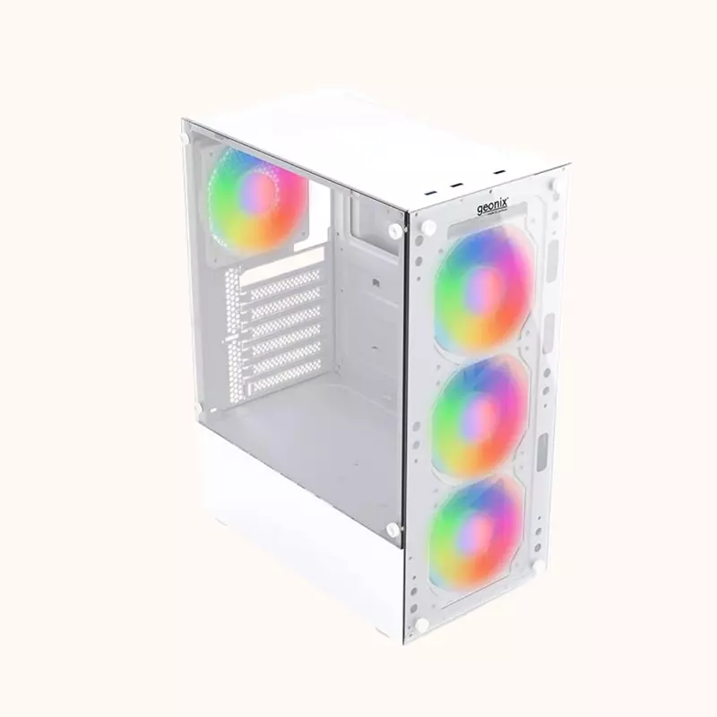 Geonix Tempered_Glass ATX Gaming Cabinet, White, X20W