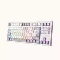 Geonix Vintage Retro Chiclet Keyboard, 87 Keys, PVC Cable, Durable, Compact & Slim Design, White Grey, KB4