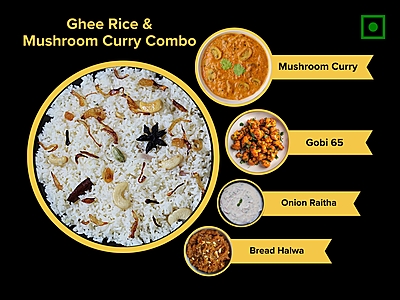 Ghee Rice & Mushroom Curry